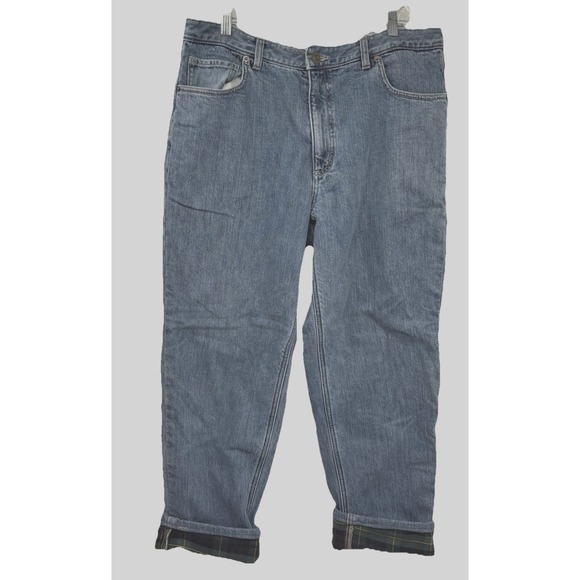 Lands End Jeans Flannel Lined Size 35 Traditional Fit Tapered Leg - Picture 9 of 9